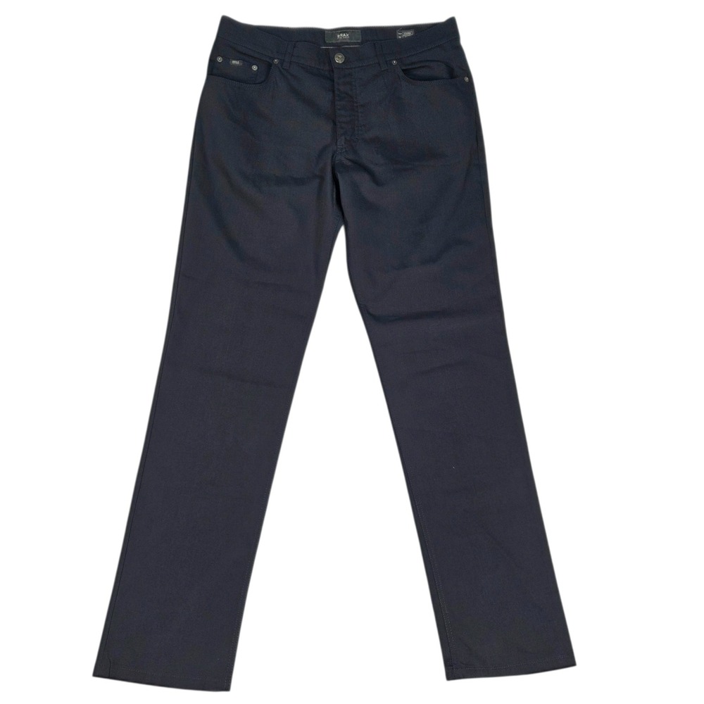 Brax Cooper Regular Fit Pants Mens 36x33 Navy Blue Pockets Trousers Smart Casual
